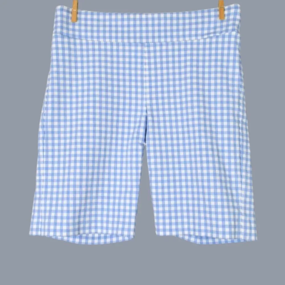 J. MCLAUGHLIN MASIE CHAMBRAY BLUE WHITE SHORTS - Picture 3 of 8